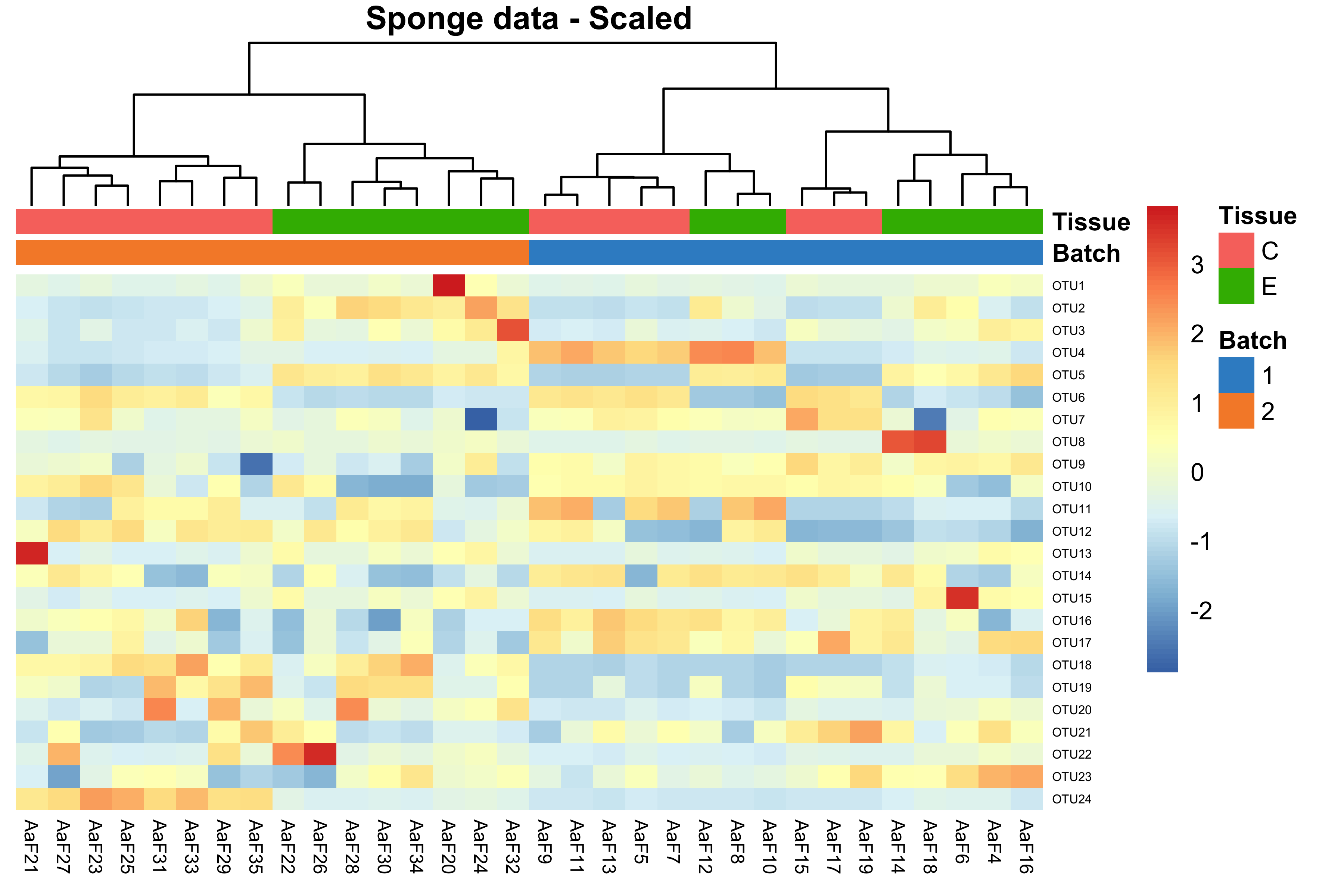 Hierarchical clustering for samples in the sponge data.